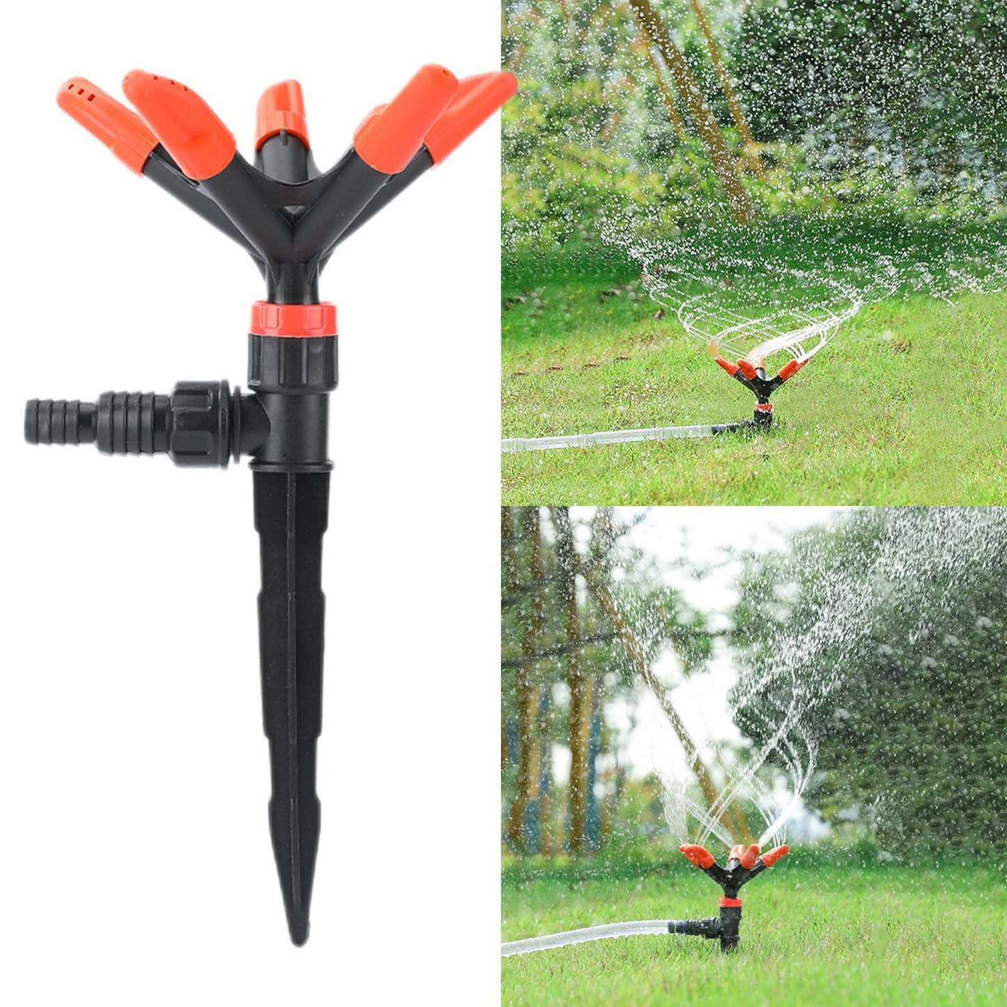 Lawn Sprinkler Five Arms Oscillating Sprinkler Watering Sprayer Large Area