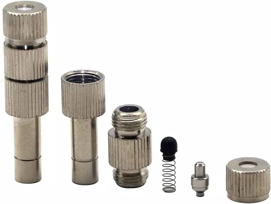 10PCS Low Pressure Brass Filter Misting Nozzle, Atomizing Mist Nozzle, Replacement Heads for Greenhouse Landscaping and Outdoor Cooling System, Mister Heads with 6MM Connection (Size : 0.5mm)
